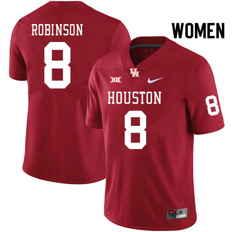 Women #8 Malik Robinson Houston Cougars Big 12 XII College Football Jerseys Stitched-Red
